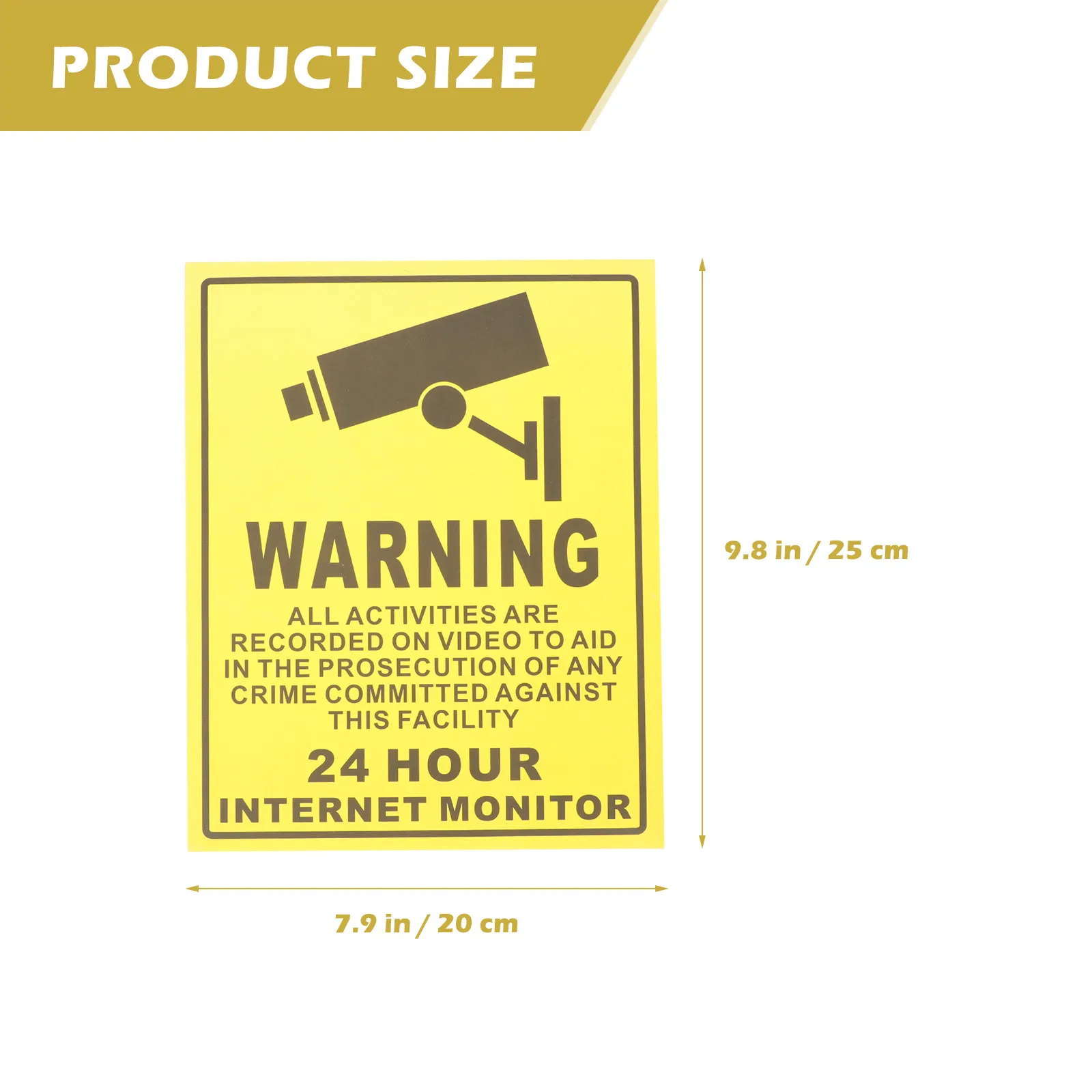 5Pcs Heavy Duty Monitored Warning Stickers for Cars Caravans Shops Walls Easy Removable No Residue 24H Video Security Decal