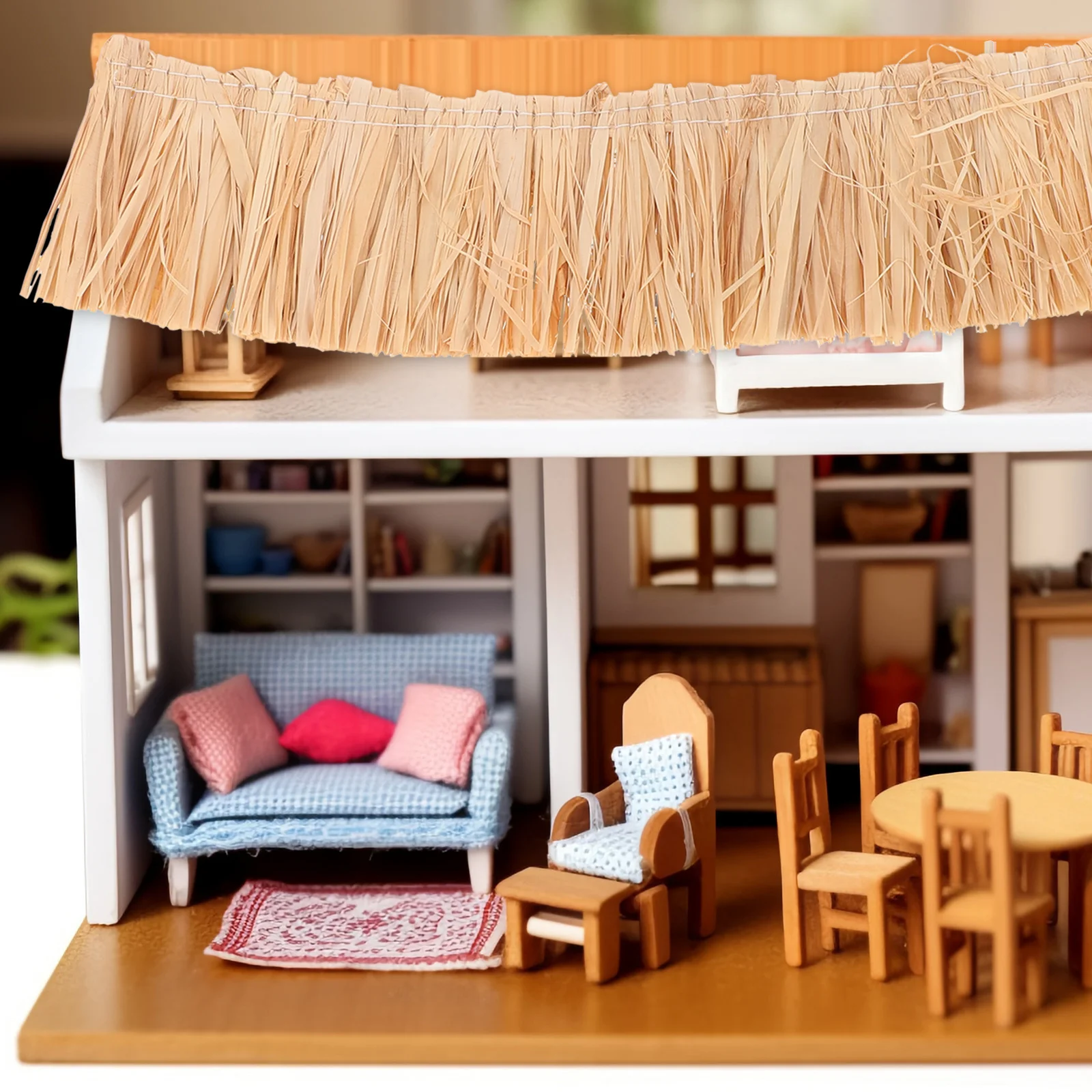 6 個マイクロ風景 DIY 材料 20X5Cm ミニチュア茅葺き屋根ジオラマ妖精の庭装飾わらクラフトハウスアクセサリー