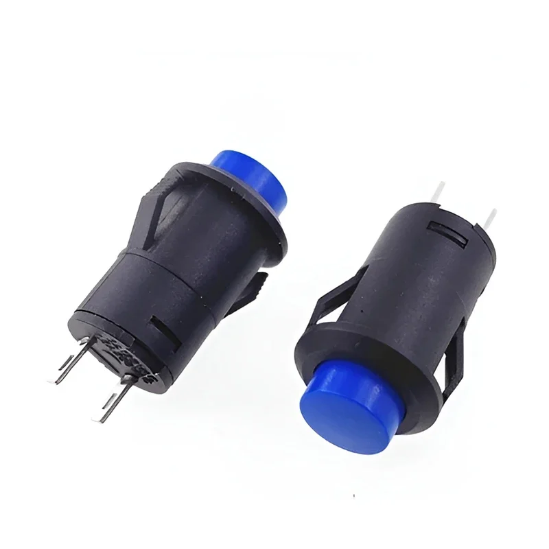 10PCS DS-425 Black Card Buckle Circular Self Resetting Plastic Power Button Switch 12mm 3A 250V AC/6A 125V AC 2-Pin Push Switch