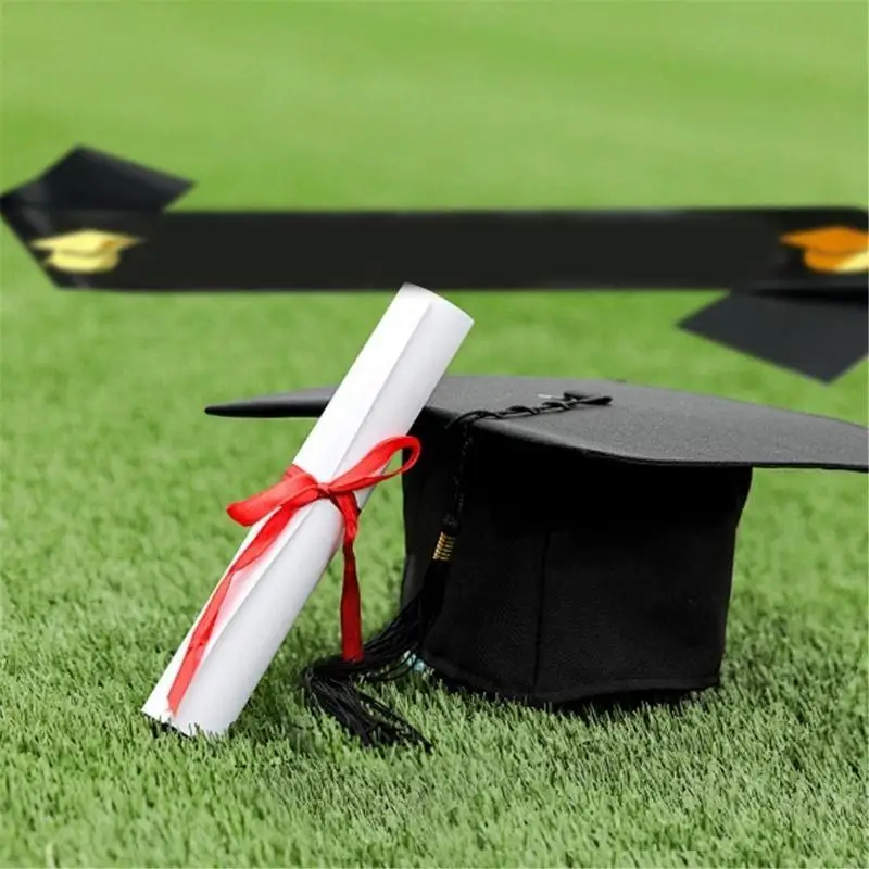 قبعات تخرج 270D مع مجموعة وشاح التخرج فئة 2025 ديكورات التخرج مستلزمات حفلات التخرج للبالغين