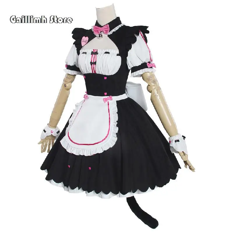 Vaniglia Costume Cosplay In Magazzino Vestito Da Cameriera Vestito Da Cameriera NEKOPARA Chocola Vaniglia OVA Cameriera Gioco Uniforme Gatto Neko Ragazza Donne