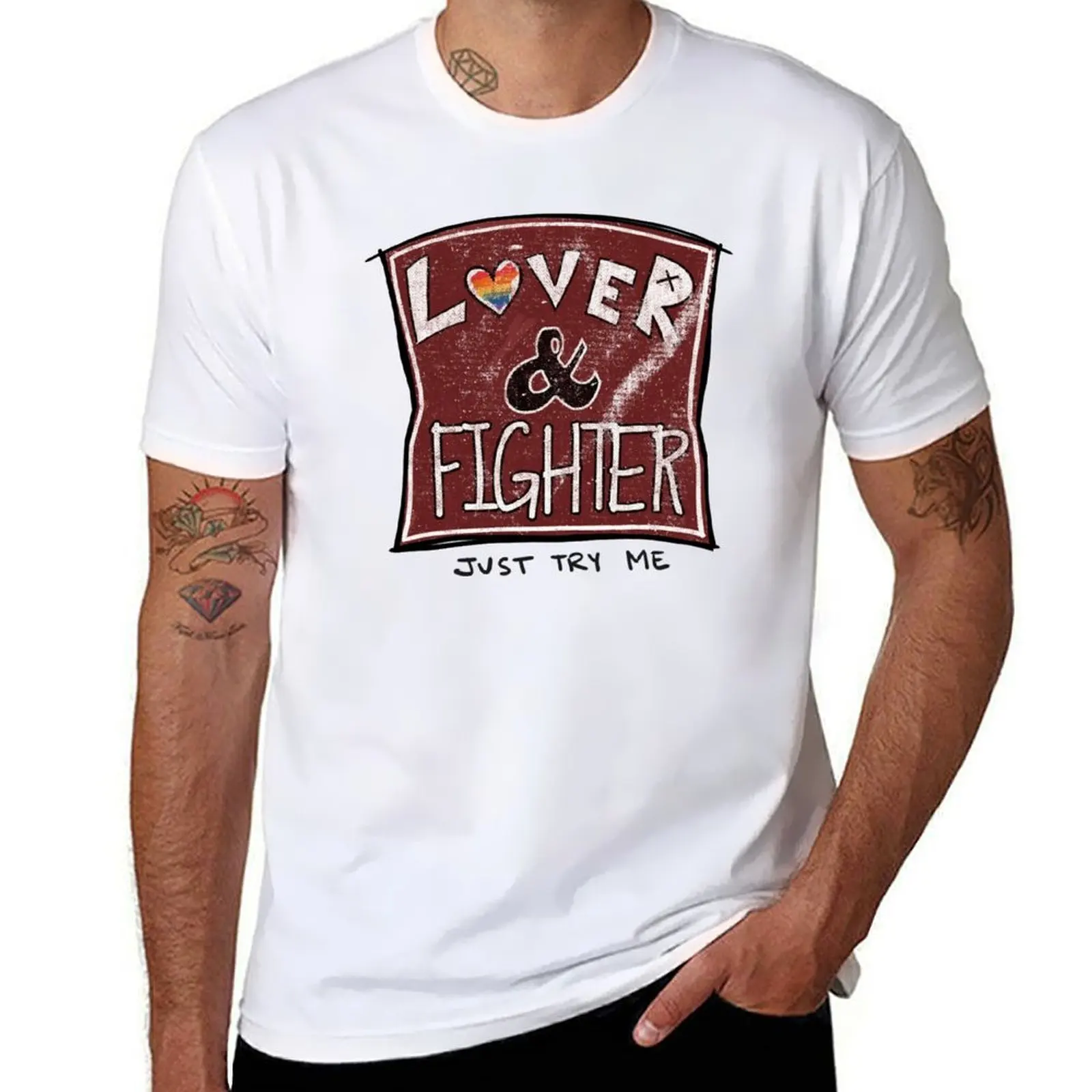 

Футболка с дизайном Lover And Fighter, мужские футболки, высококачественная хлопковая футболка люксового бренда, футболка из 100% хлопка