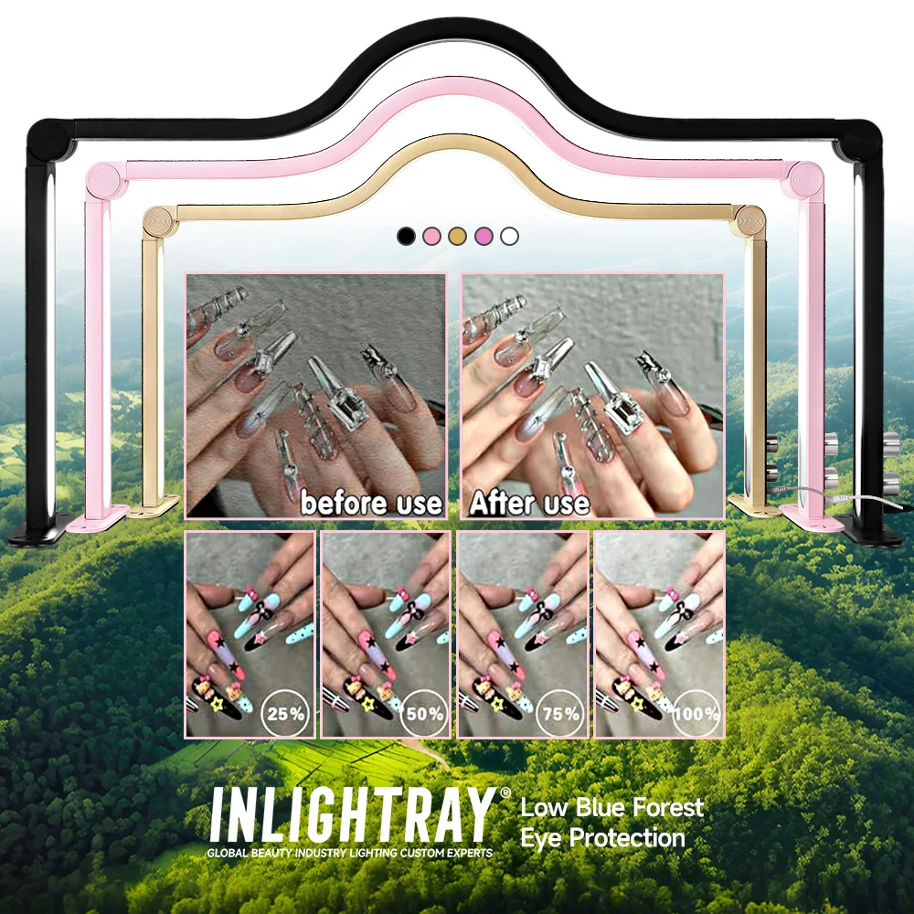 Free LOGO 35inch Half Moon Light 35In Foldable Nail Tech Lamp 3000-6500K Brightness Adjustable LED Nail Light for Desk Eyelashes - Image 6
