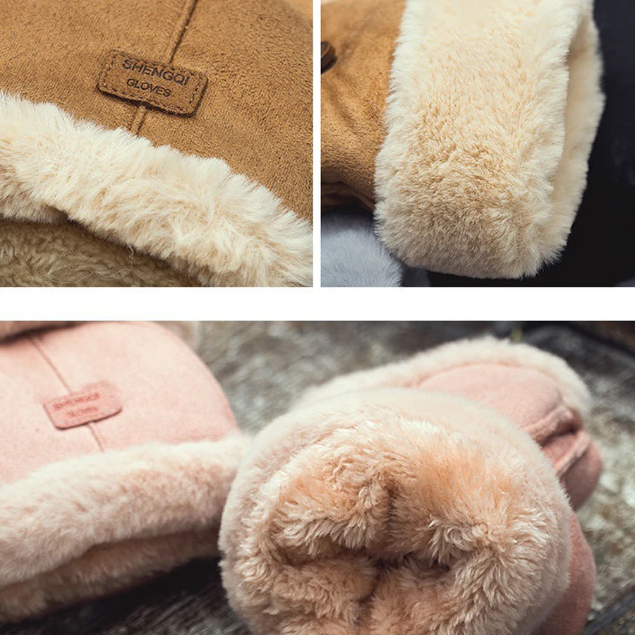 Зимние женские перчатки без пальцев, теплые толстые перчатки с сенсорным экраном, студенческий дизайн с половиной пальца