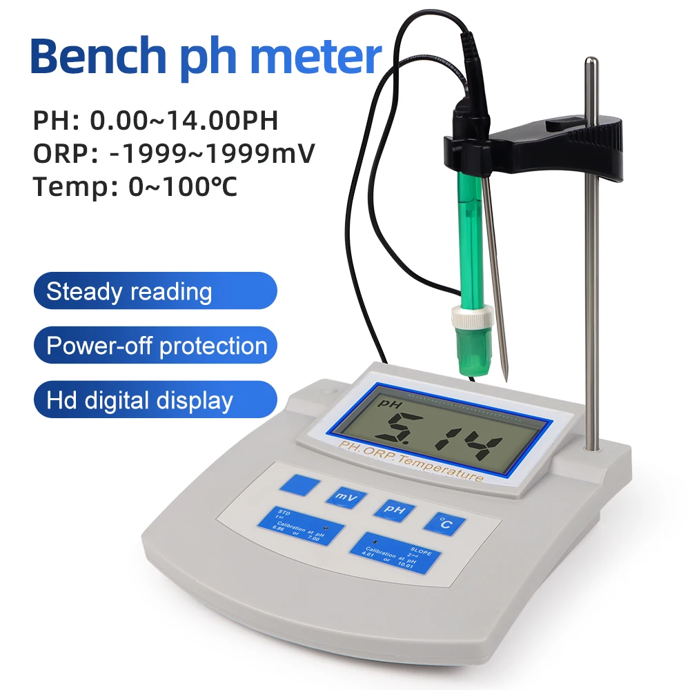 เครื่องวัดค่า pH แบบตั้งโต๊ะ ฟังก์ชัน 3 in 1 เครื่องตรวจจับคุณภาพน้ำ เครื่องวัดค่า pH อุณหภูมิ ORP เครื่องวัดความเป็นกรดแบบปรับเทียบอัตโนมัติ สำหรับน้ำใช้ในบ้าน