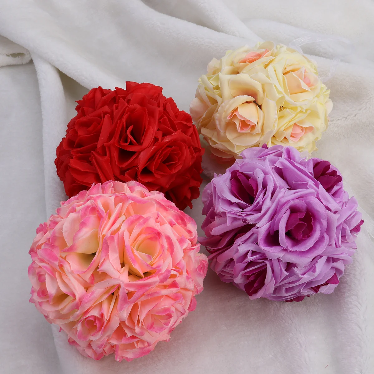 

Deep Pink Silk Cloth 15x15cm Artificial Rose Ball Wedding Party Decor Elegant Hanging Flower Ball Wedding Ball-Flower