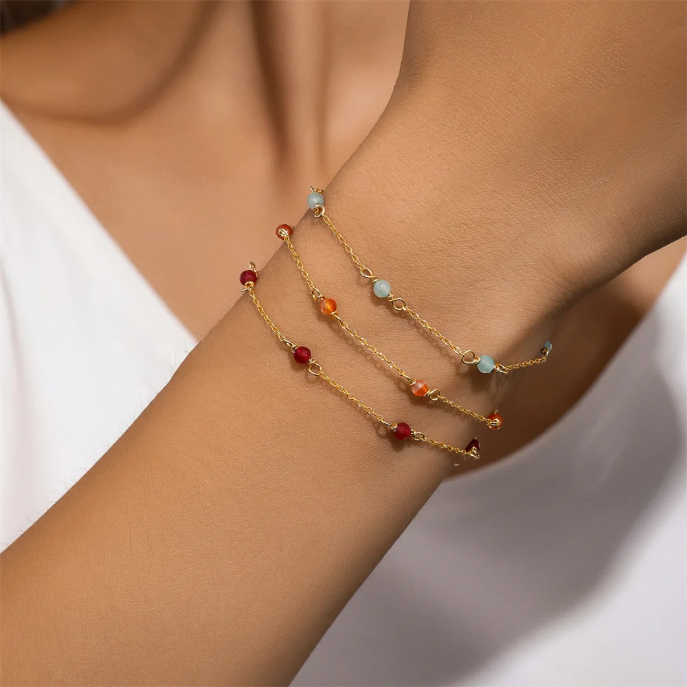 

BOAKO 925 Sterling Silver European and American Style Wine Red Starry Stone Multi Adjustable Buckle Women's Wedding Bracelet