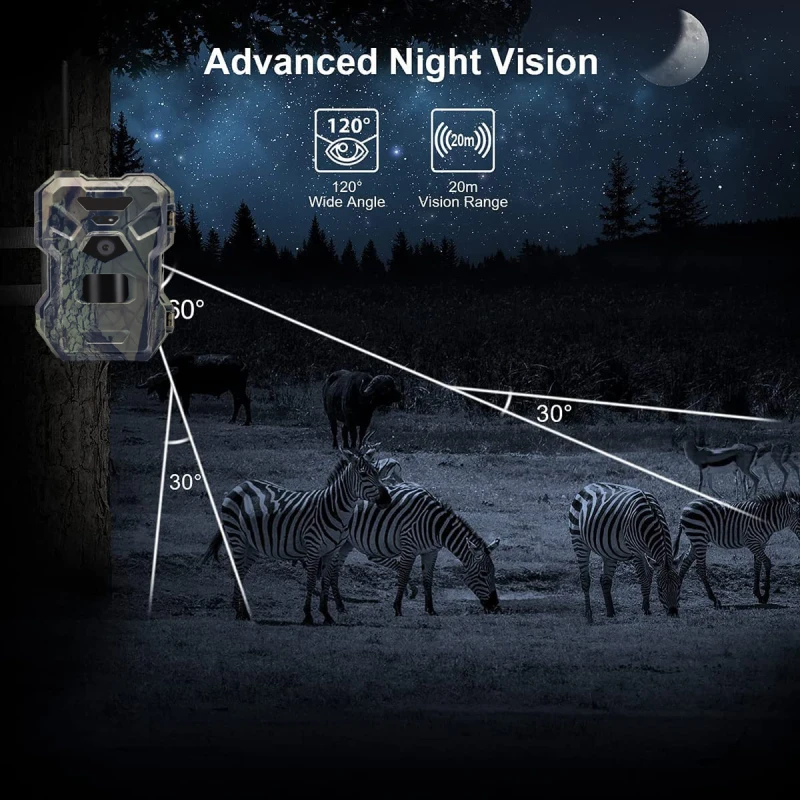 Outdoor 4G 30MP HD 2K APP Control Night Vision Trap Game 120 Degree Hunting Trail Cam Wireless Cellular Wildlife Camera Cam