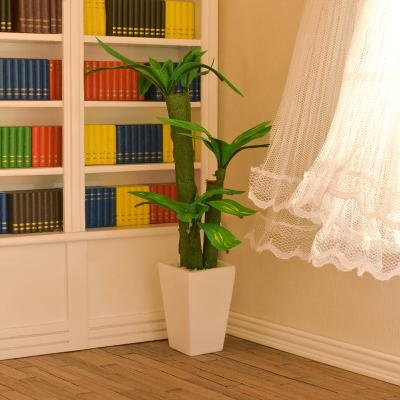 Maceta blanca en miniatura para casa de muñecas, decoración de florero para sala de estar, accesorios de jardín, 1/12