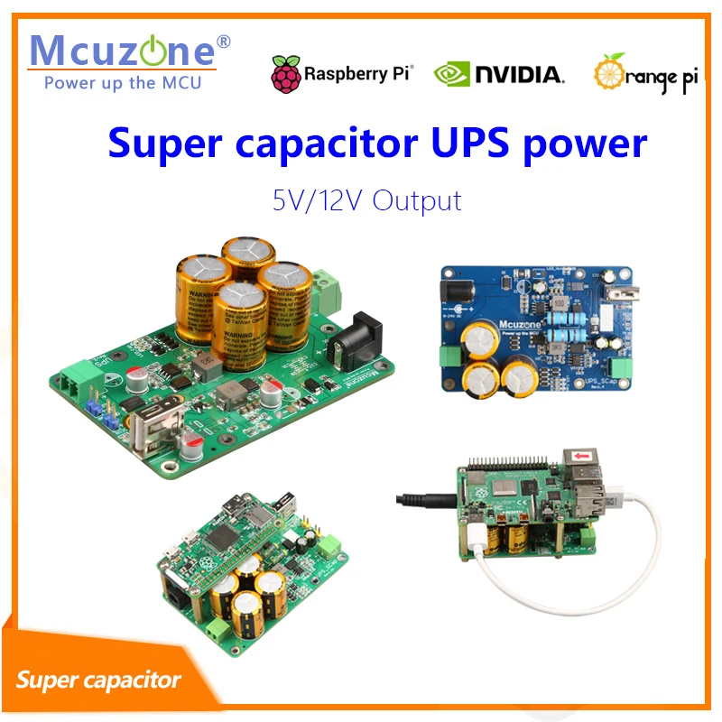 

Super capacitor based UPS power for Raspberry Pi and embedded system,7-24v input,5v or 12v output