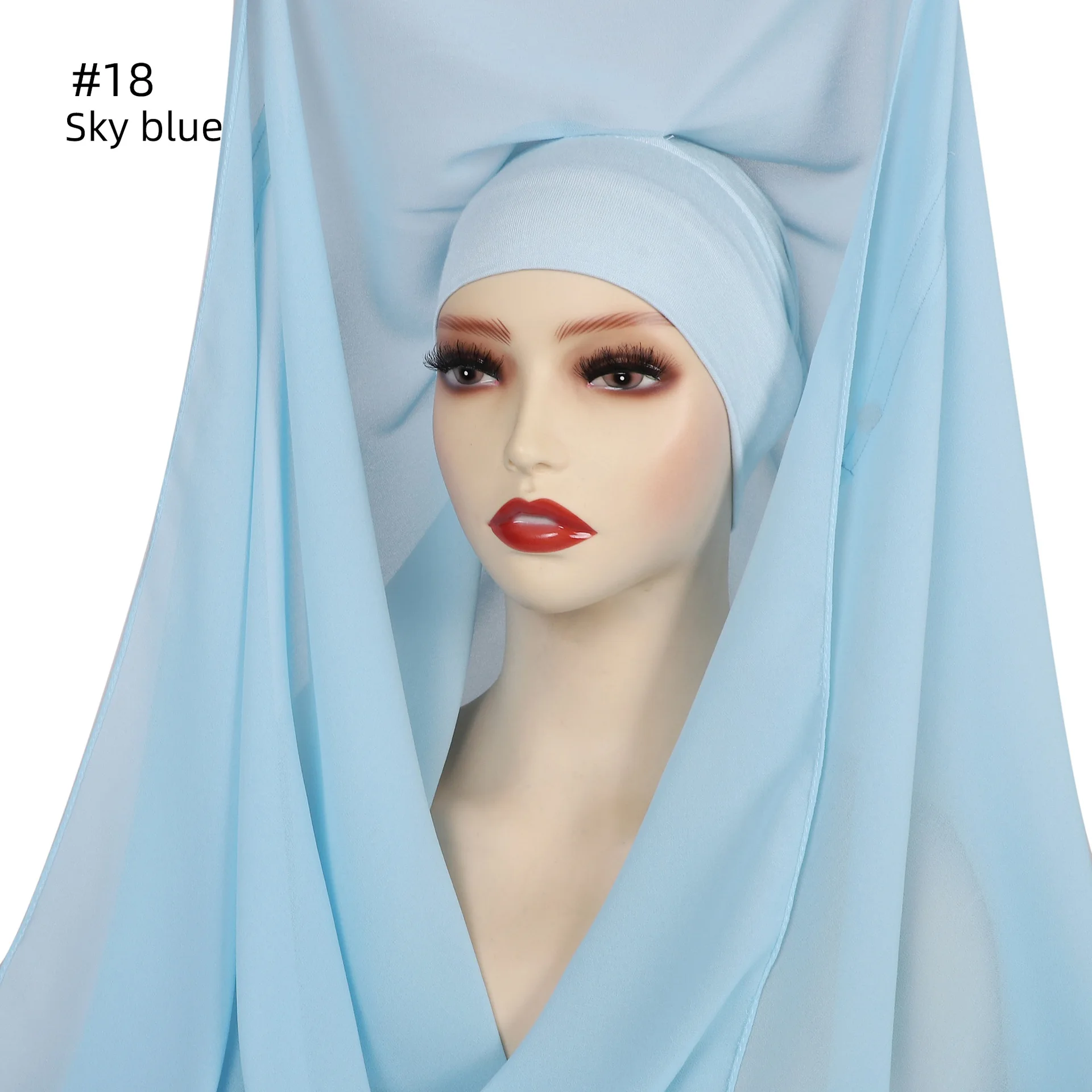 

Bubble Pearl Chiffon Long Scarf Women Muslim Amira Hijab Turban Bonnet Inner Hat Shawl In One Piece Including Magnetic Buttons