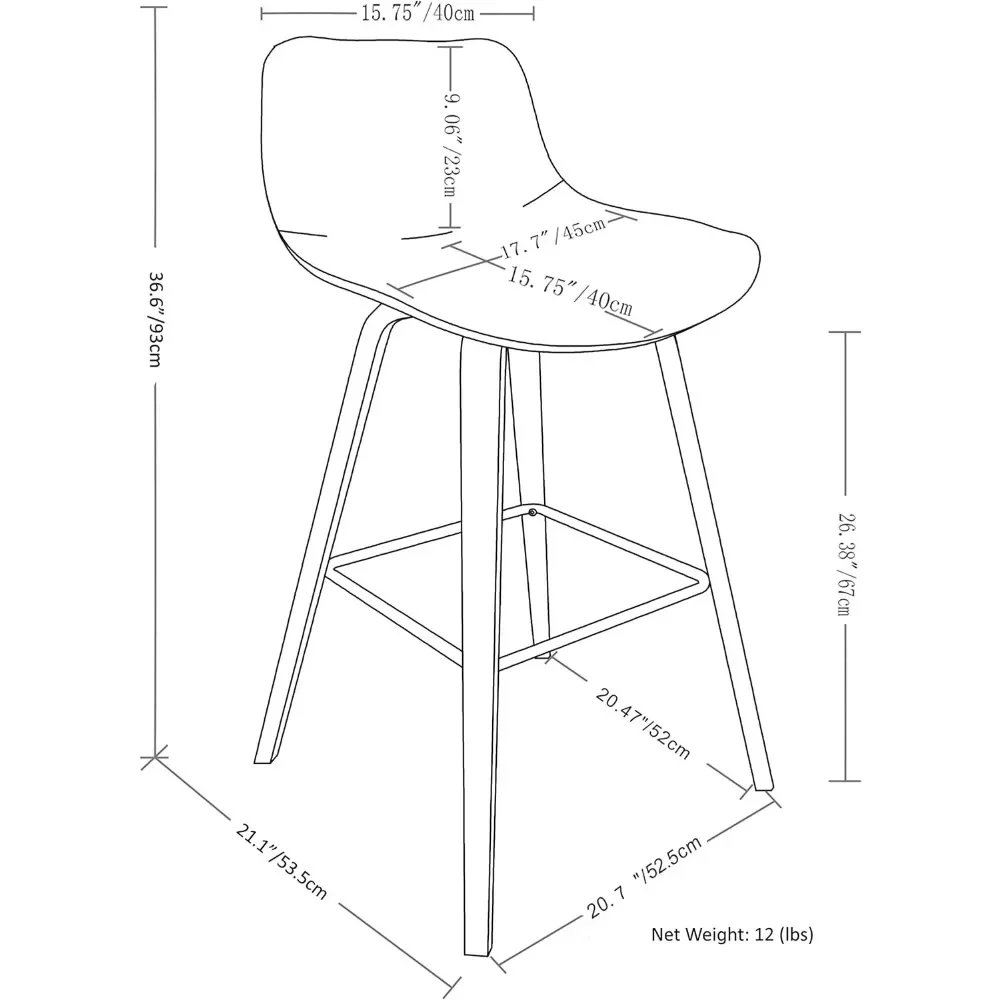 Randolph 26 Inch Modern Bentwood Counter Bar Stool (Set of 2) in Natural Linen Look Fabric, for The Dining Room and Kitchen