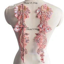 5Pairs. 2color Pearl Embroidered Lace Mirror Flower Shining Dance Costumes and Headwear, Children's Clothing Applique.RS507002
