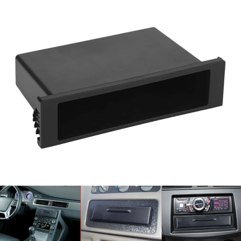 Car Radio 1Din Cup Holder Radio Storage Box Inner Accessories Black Car Cup Holder Radio Cubby-CD Radio Drink Cup Holder H8WE