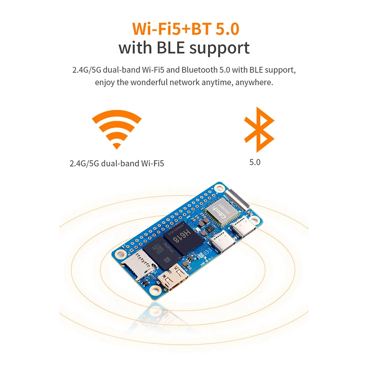 

ABAN For Zero 2W Development Board 4G RAM+Heat Sink DDR4 Mini PC Allwinner H618 WiFi5 Bluetooth5.0 Support 4K 60FPS