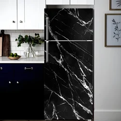 Modern Sticker Fridge Stickers Marble 3D Refrigerator Wallpaper Black Line White Freezer PVC Film Door Cover Decor Decal Art