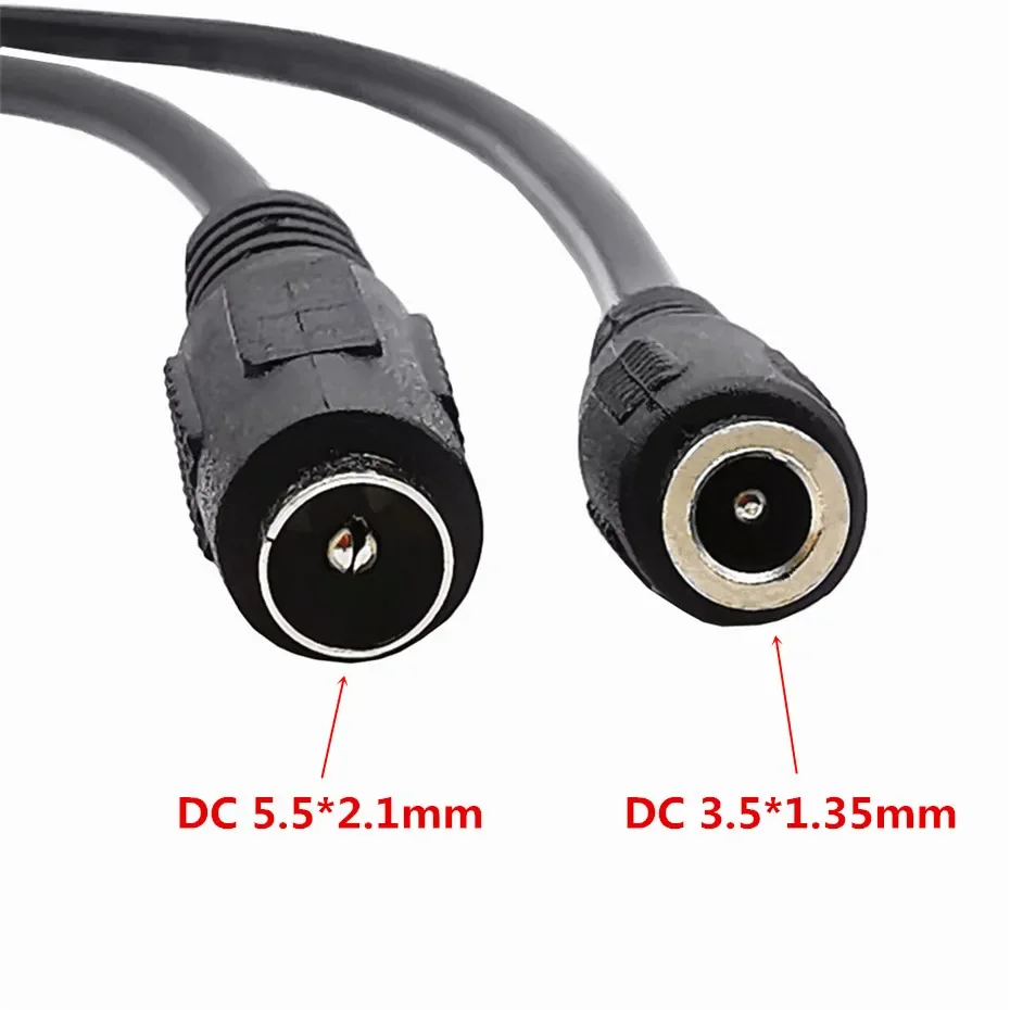 3A DC Power Jack Cable Female 3.5x1.35mm &5.5x2.1mm to Mini USB 5 Pin Male Cable 20cm Black for MP3 Camera