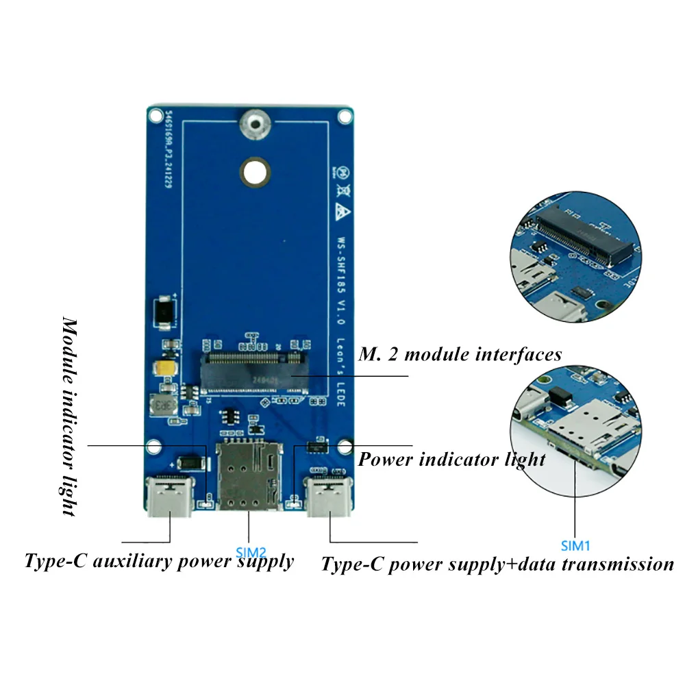 Industrial-grade 5G Cellular Module Adapter Board Type-C USB 2.0 Development Board For FM350-GL RM520N-GL RM530N-GL RM520N-EU