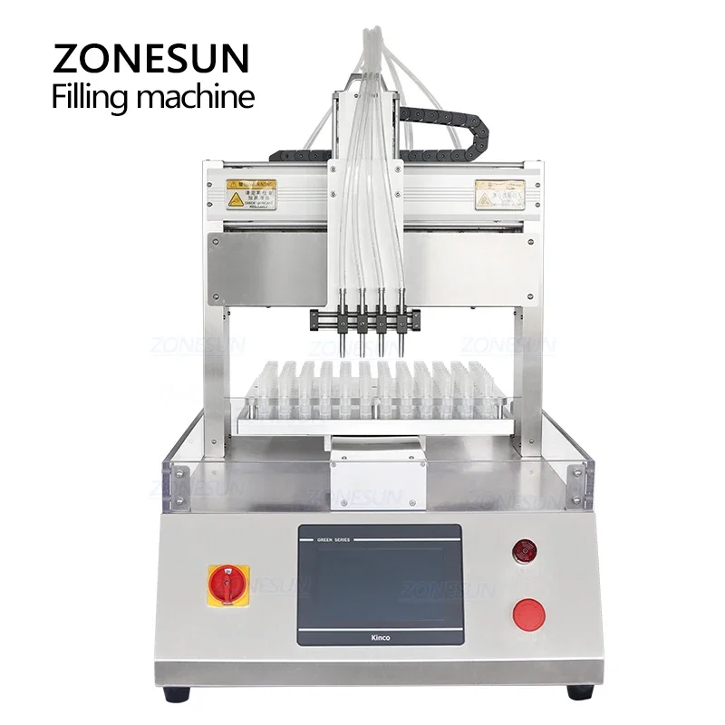 ZONESUN ZS-XYZ4 液体充填機 4 ヘッドセラミックプランジャーポンプバイアルチューブ化学薬品包装生産ライン