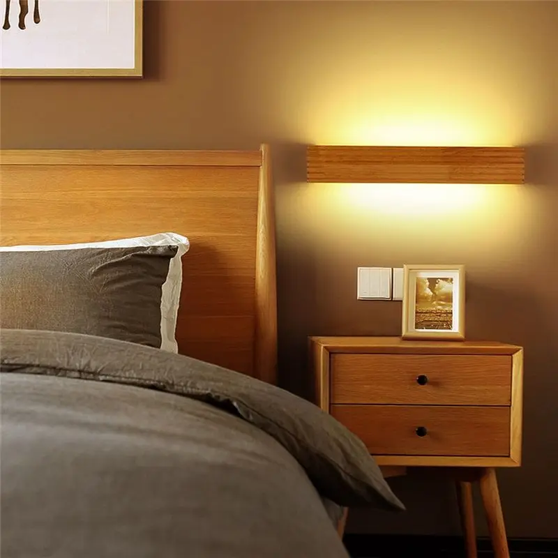DT17 Solid Wood LED Bathroom Mirror Cabinet Lamp Vanity Lighting Natural Wood Wall Lamp Dressing Table Light Fixture