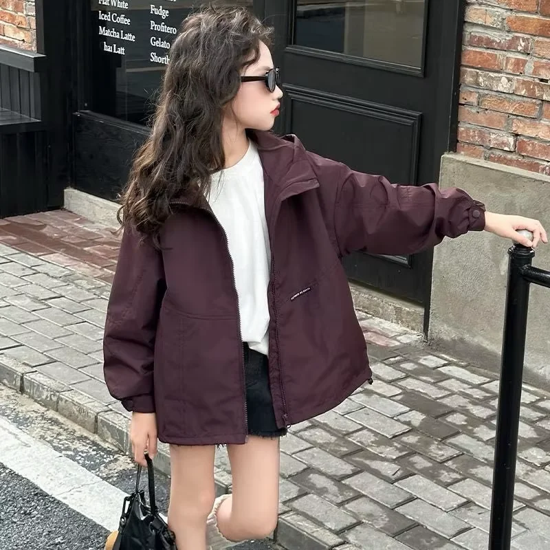 Spring and Autumn Girls' Jacket Fashion 2026 New Style Children's Casual Hooded Coat Kids Teen Storm Trooper