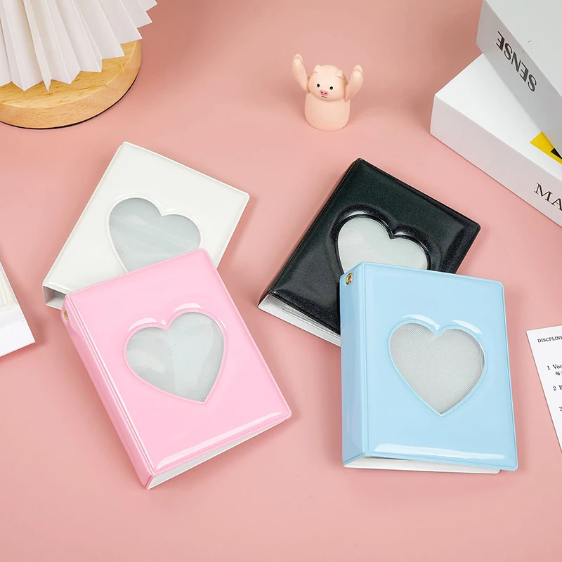 Kpop Card Binder 3inch Photo Album Hollow Love Heart Model Photocard Holder Plaid Album Instax Mini Album For Cards Collect Book