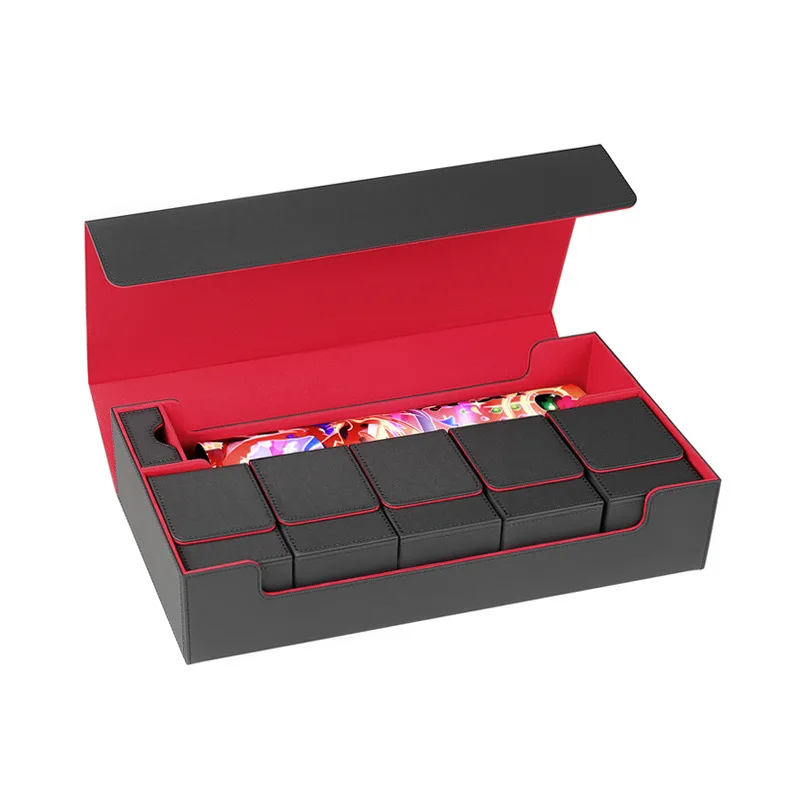 Magnetic PU Trading Card Box Multi Compartment Portable TCG Card Storage Holder For Collectible Game Cards