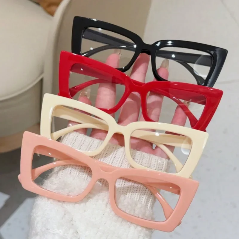 Fashionable Anti Blue Light Cat Eye Large Frame Reading Glasses Ultra Light High-definition Transparent Frame Presbyopia Glasses
