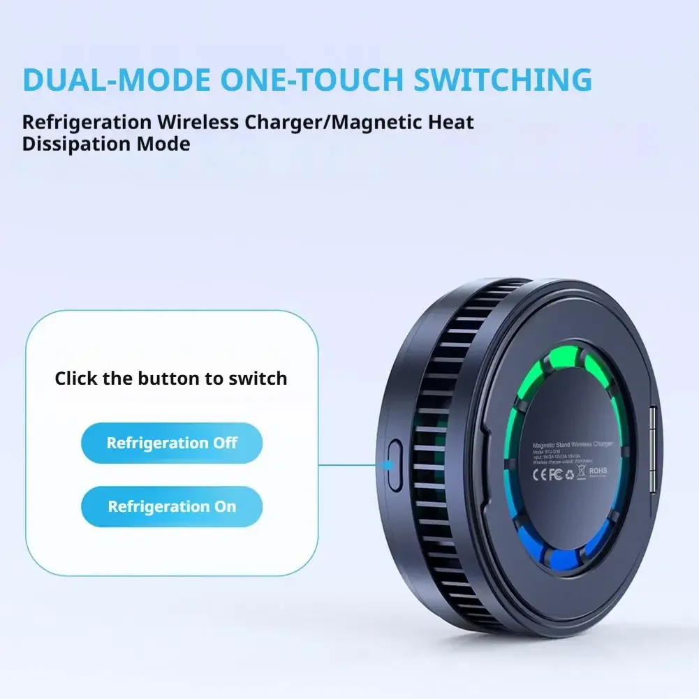 25W Magnetic Wireless Charger Phone Cooler Active Refrigeration Radiator Magnet Fast Charging Stand For iPhone Xiaomi