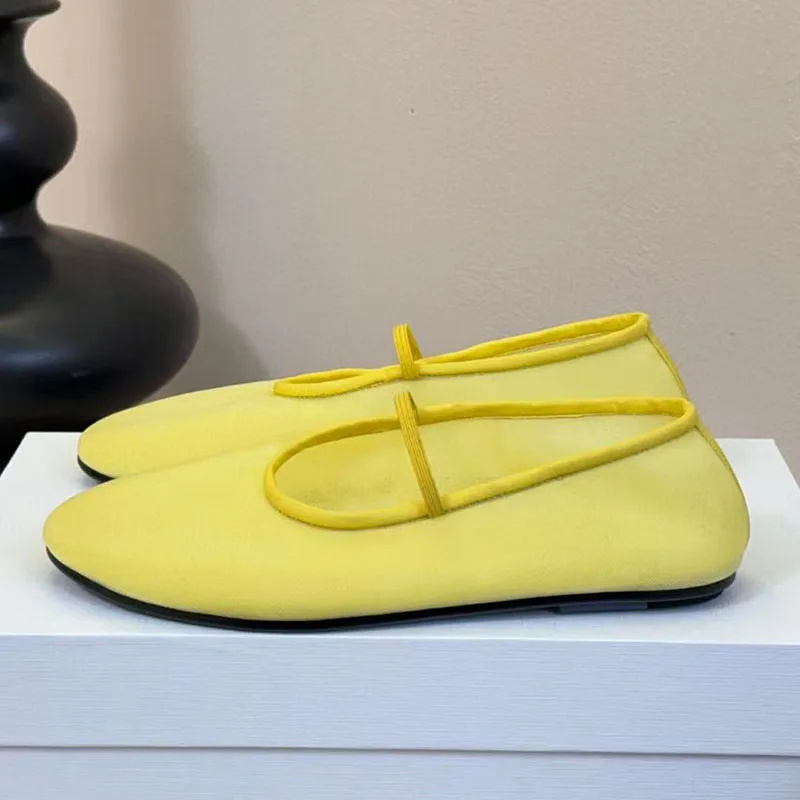 

Summer Ballet Flat Shoes Woman Round Toe Elastic Band Mules Shoes Ladies Comfort Loafers Mesh Breathable Walk Shoes Women