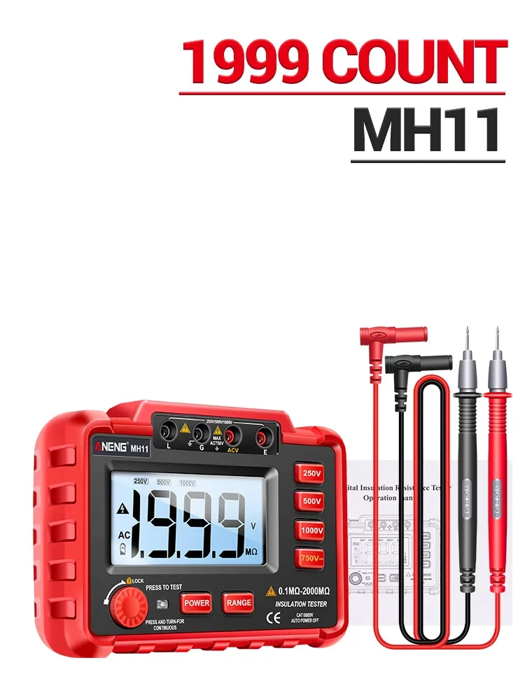 Aneng mh10/mh11/mh12/mh13 mego metro digitale elektronische mega meter isolation widerstands tester kabel megohm hochspannung messer