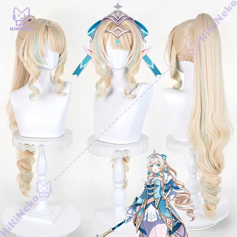Anime Genshin Impact Vesna Cosplay Wig Scalp Top Clip Ponytail For Halloween Comicon Party Adult Women Men