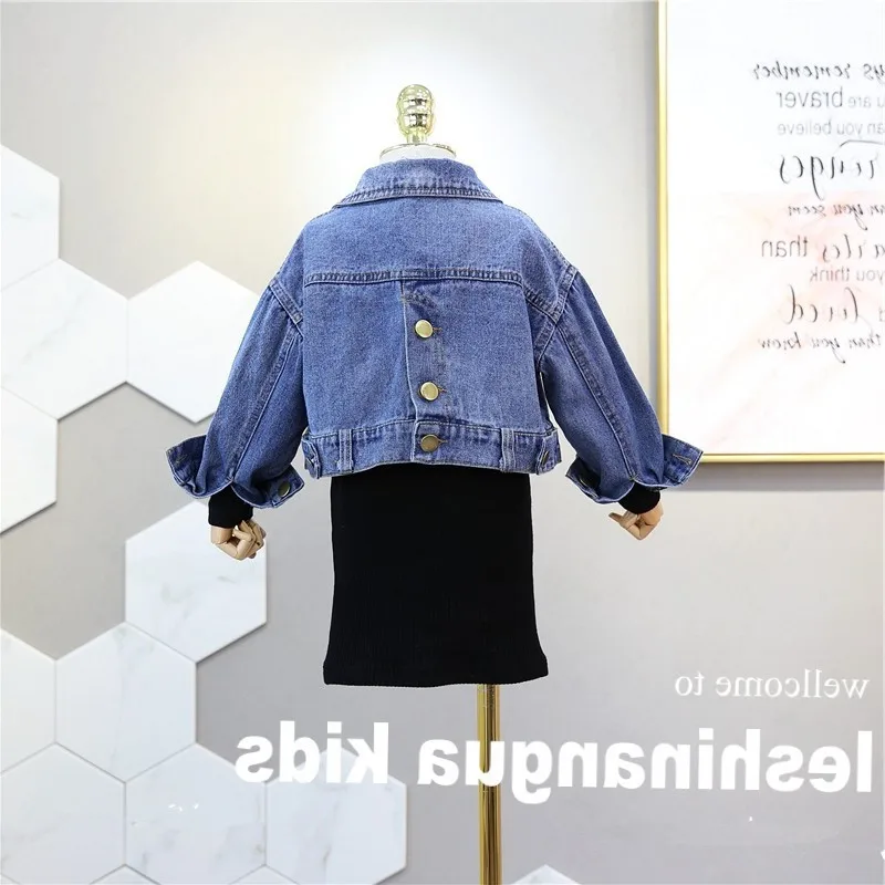 Girls' outfit: denim jacket and dress26New Spring Collection Children's Clothing Wholesale3-8Years Old