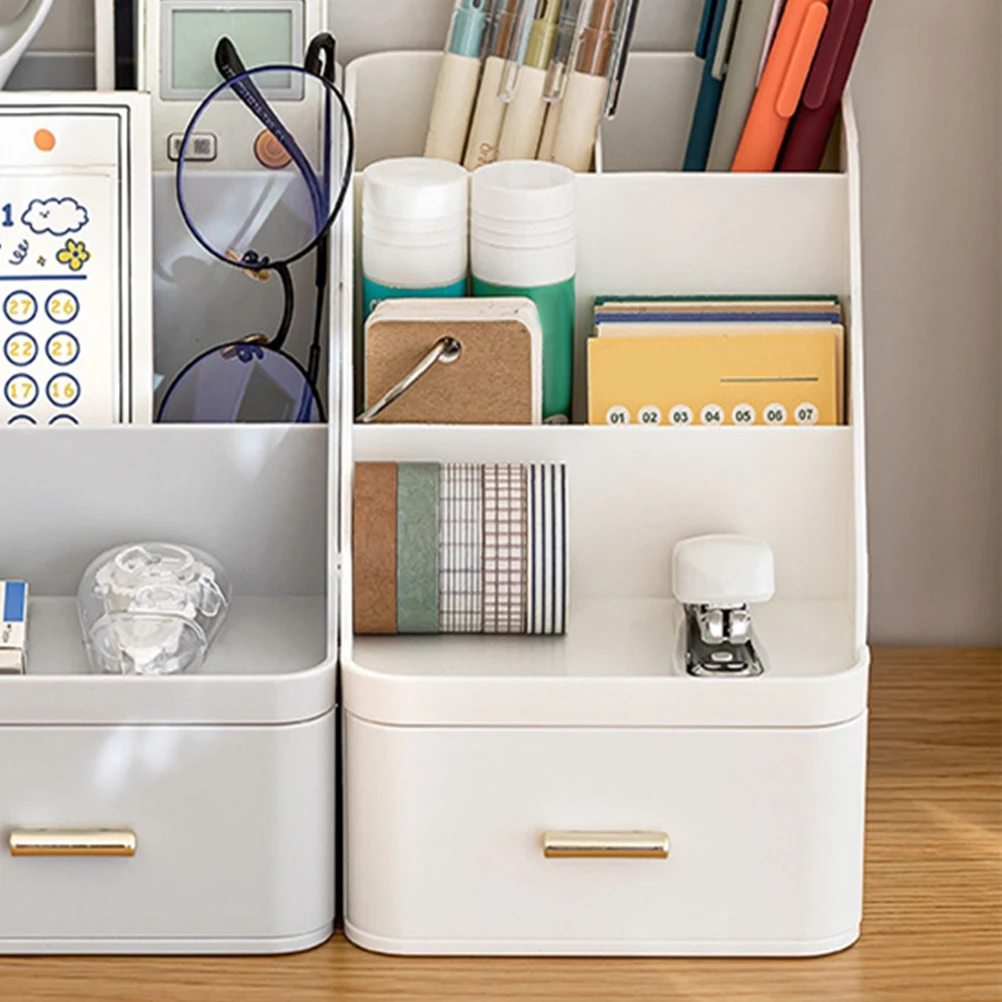 

Drawer Style Storage Box Large Capacity Compartment Desk Organizer for Stationery Pens Markers Remote Control Office Home School
