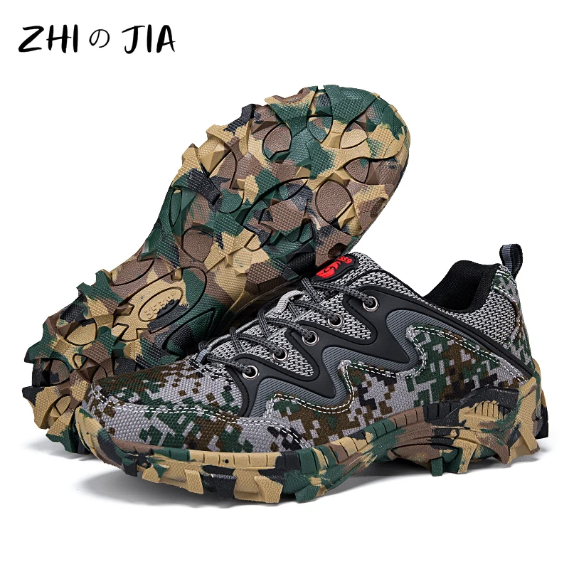 Men's Spring Autumn Camouflage Sneaker Mesh breathable Anti slip Wear Resistant Shoes Outdoor Mountaineering Tourism Footwear