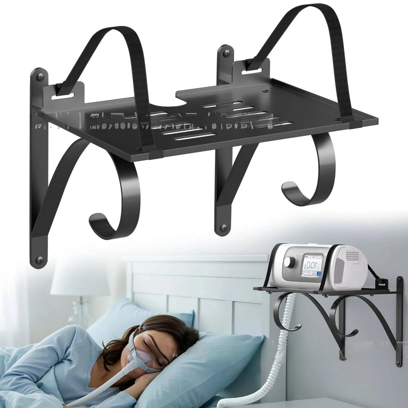Metal wall-mounted special respirator bracket with hook household storage bracket