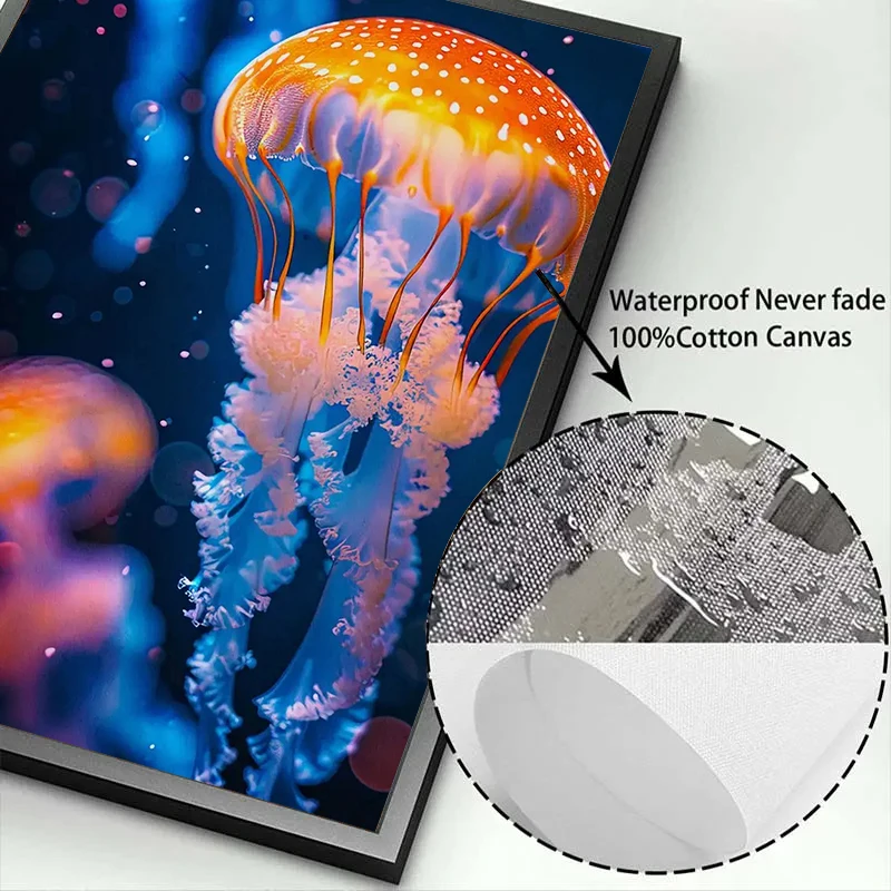 الحديثة متوهجة قنديل البحر ديلوكس قماش اللوحة يطبع الحيوانات البحرية الملصقات والصور جدار الفن غرفة المعيشة ديكور المنزل
