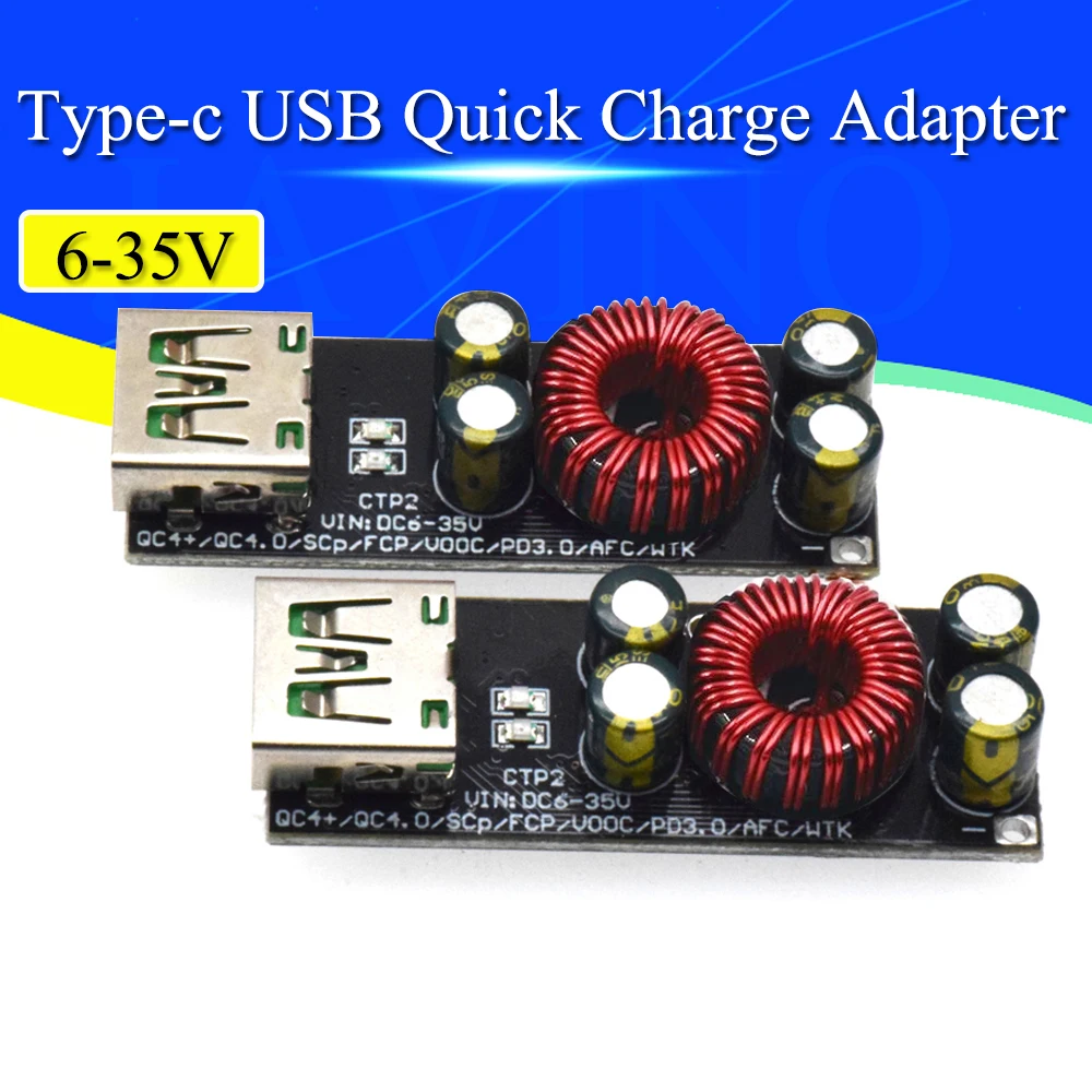 QC4.0 QC3.0 USB Type-C Mobile Phone Quick Charge Adapter 6 -35V Step Down Buck Boost Module for Huawei SCP/FCP PD