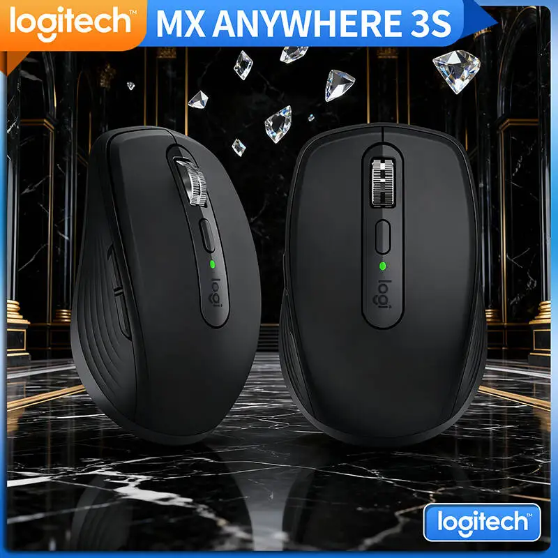 

Compact Logitech MX Anywhere 3S Mouse - 8K DPI Darkfield, Hyper-Scroll, Silent Click, Office Travel Use, Anti-Slip Grip