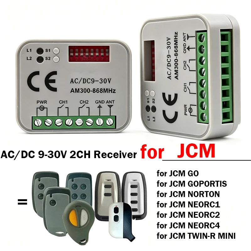 Universal Garage Door Motor Receiver Compatible with JCM GO PORTIS NORTON NEO RC1 NEO RC2 NEO RC4 TWIN-R MINI Remote Control