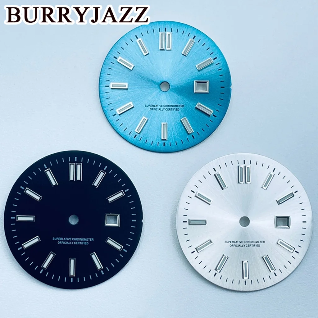 BURRYJAZZ 24,5 мм без логотипа NH05 Циферблаты для часов Серебристый Черный Золотой Синий Зеленый Розовый Красный C3 Зеленый Светящийся циферблат Подходит для корпуса NH05 NH06 Корона