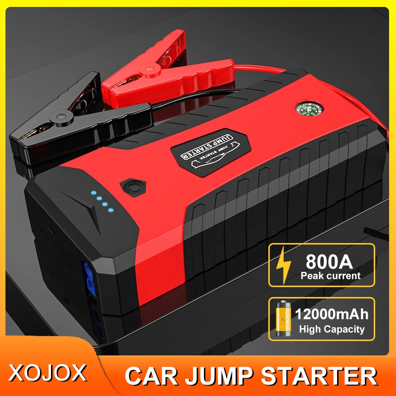 

800A Car Jump Starter 12000mAh Power Bank Portable With Smart Clip Auto Emergency Battery Booster Starting Device for 12V Car