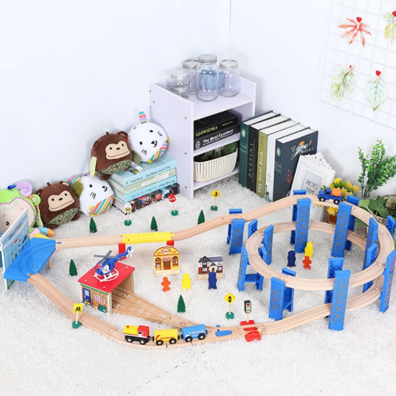 Ring Track Transport Zug Tarmac Set Kinder Schienenauto Spielzeug kompatibel mit Holzeisenbahn 1:64 über drei Jahre alt Pd04