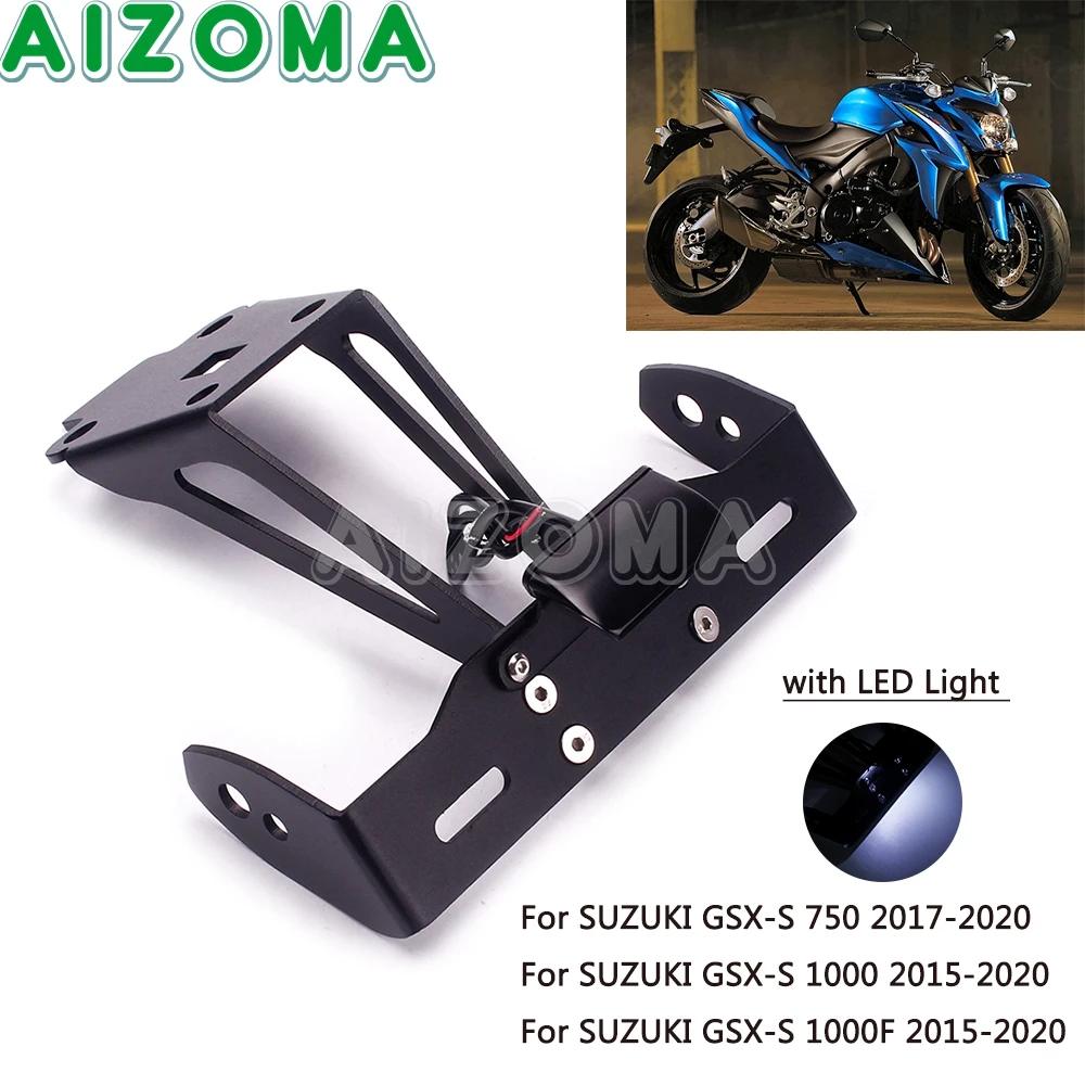 Motorcycle Tidy Fender Eliminator License Plate Bracket Holder LED Light For SUZUKI GSX-S 750/1000/1000F 2015-2020 GSX-S750/1000