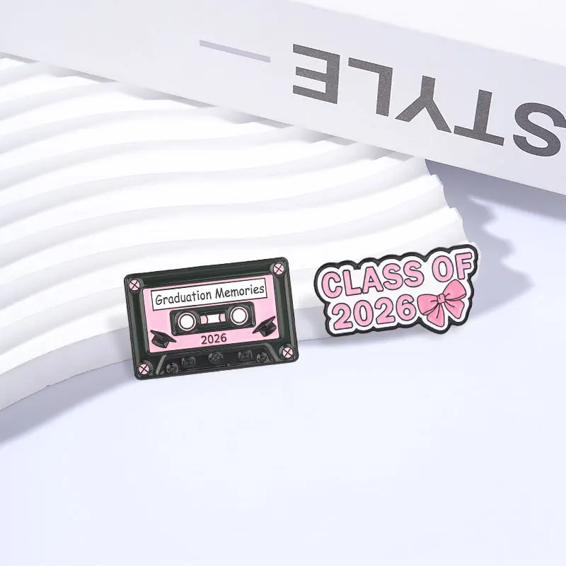 Cartoon Line Person Enamel Brooch Lapel Pin Clock Girl Book French Fries Tape Flowers Brain Pink Cowboy Hat Bow Badge Jewelry
