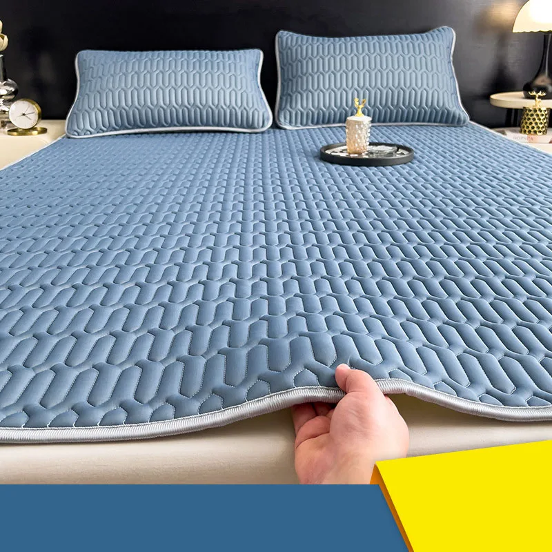 Nordic Summer Latex Ice Cooling Mat Set Thick Folding Air Conditioner Mattress Topper with Strap Solid Color Soft Bedding Sets - view 4
