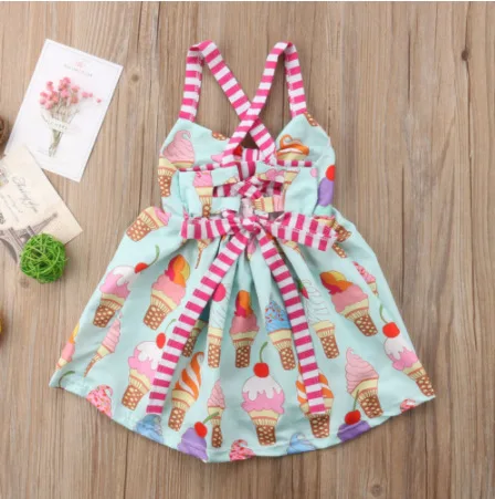 Kids Babe Girl Sleeveless Summer Ice Cream Print Trouser Dress Summer