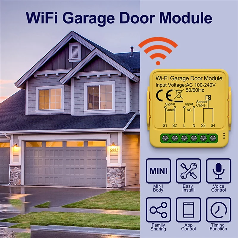 N75R-Tuya Garage Door Opener Controller Module Remote Control Switch Smart Life App Work With Alexa Home Assistant