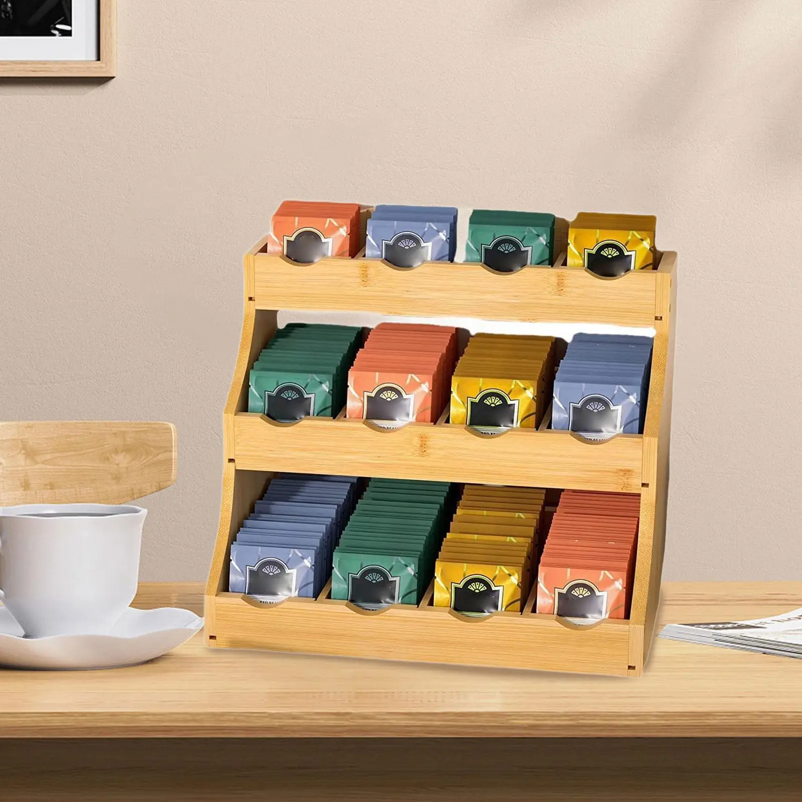 Tea Bag Organizer Seasoning Rack Coffee Bar Station Coffee Pod Holder Condiment Storage Stand for Kitchen Break Rooms Counter view 4