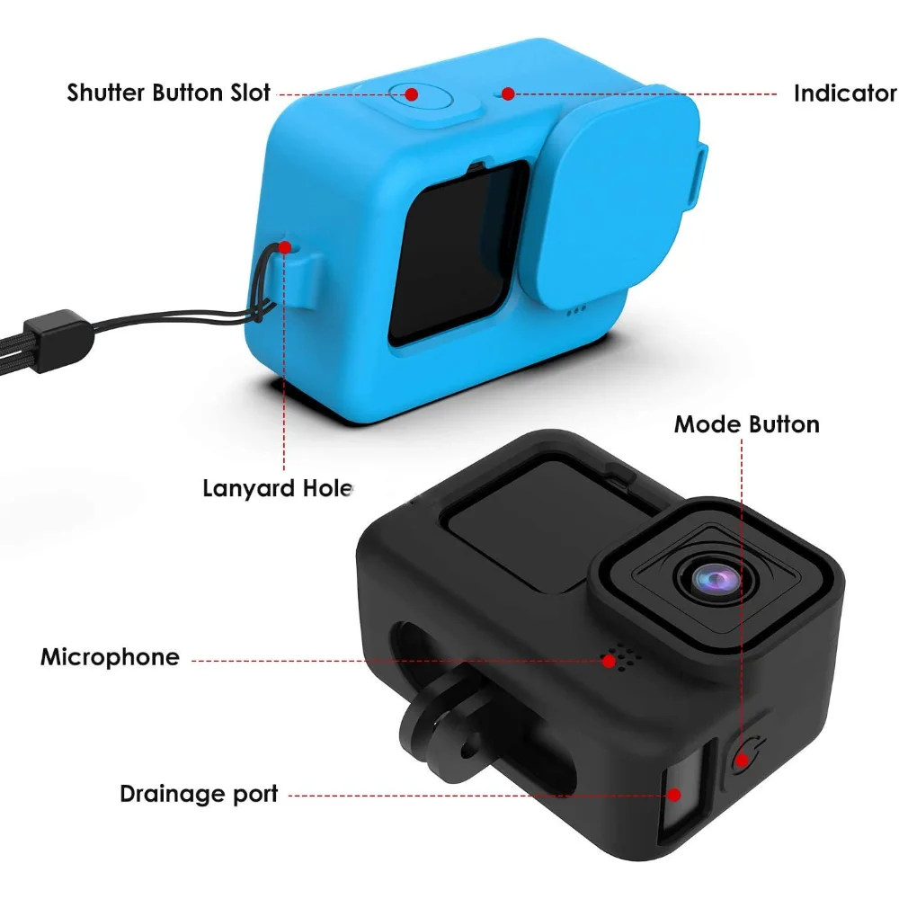 Protetora de borracha macia Silicone Shell, Estojo protetor, Habitação padrão, Protetor de Shell para Go Pro Hero 9, 10, 9, Preto Acessórios